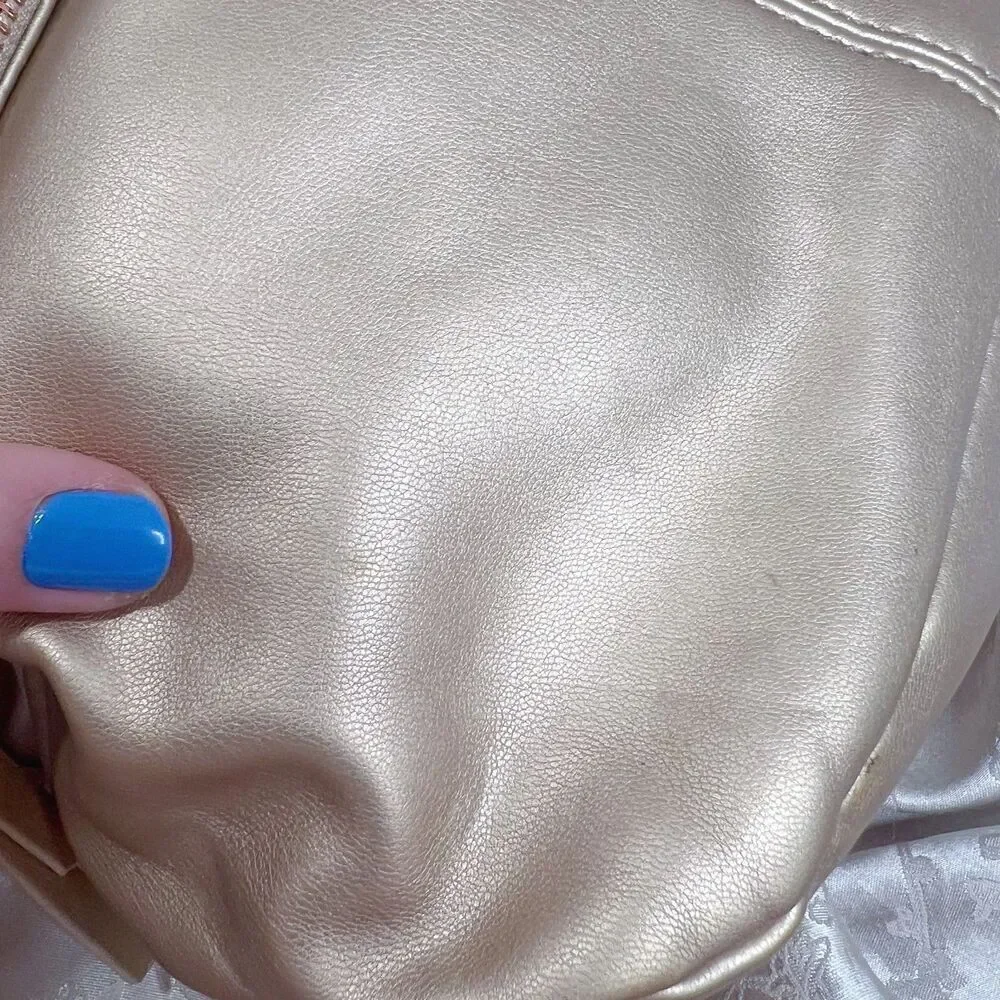 Sole Society Gold Faux Leather Foldover Backpack Bag